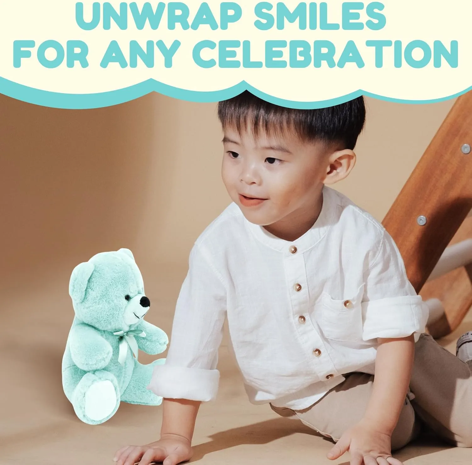 Grandma Smiley's Plush Best Friends Super Color Baby Blue Teddy Bear Stuffed Animal, 9-inch Hypoallergenic Small Teddy Bears for Christmas, Newborn Baby Shower, Girlfriend, Boyfriend, Graduation