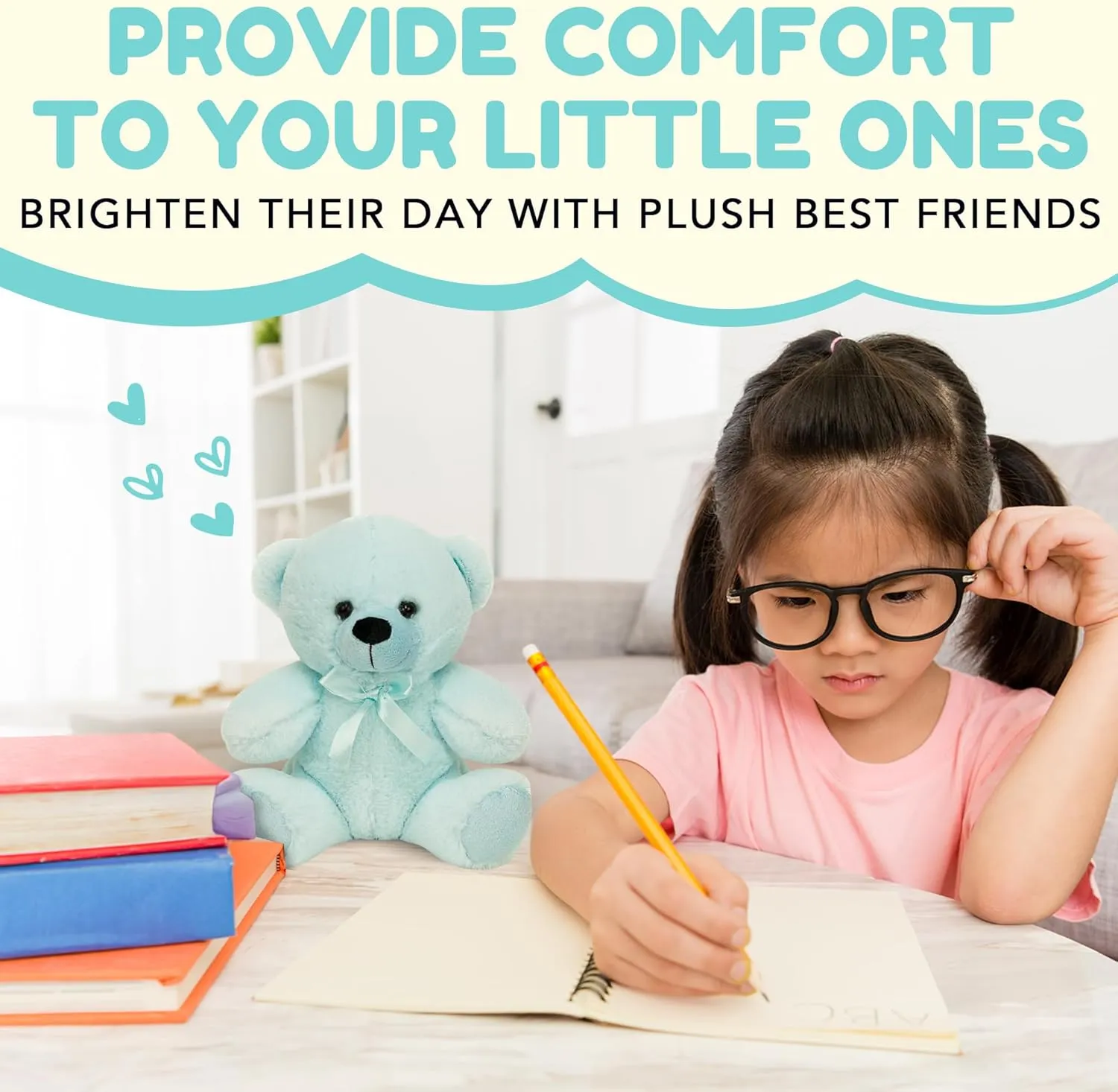 Grandma Smiley's Plush Best Friends Super Color Baby Blue Teddy Bear Stuffed Animal, 9-inch Hypoallergenic Small Teddy Bears for Christmas, Newborn Baby Shower, Girlfriend, Boyfriend, Graduation