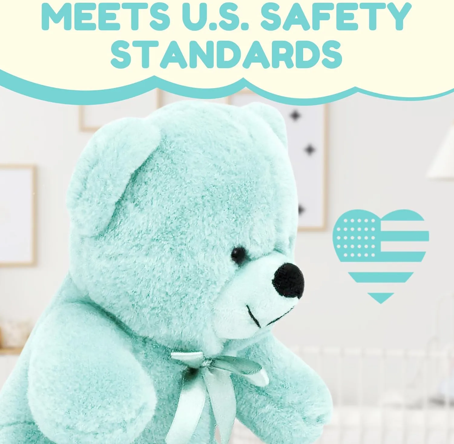 Grandma Smiley's Plush Best Friends Super Color Baby Blue Teddy Bear Stuffed Animal, 9-inch Hypoallergenic Small Teddy Bears for Christmas, Newborn Baby Shower, Girlfriend, Boyfriend, Graduation