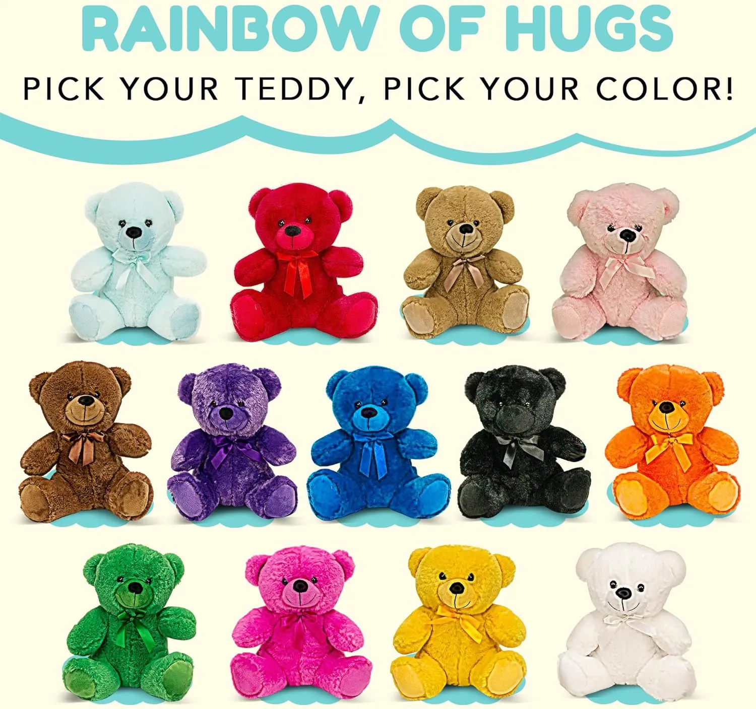 Grandma Smiley's Plush Best Friends Super Color Baby Blue Teddy Bear Stuffed Animal, 9-inch Hypoallergenic Small Teddy Bears for Christmas, Newborn Baby Shower, Girlfriend, Boyfriend, Graduation