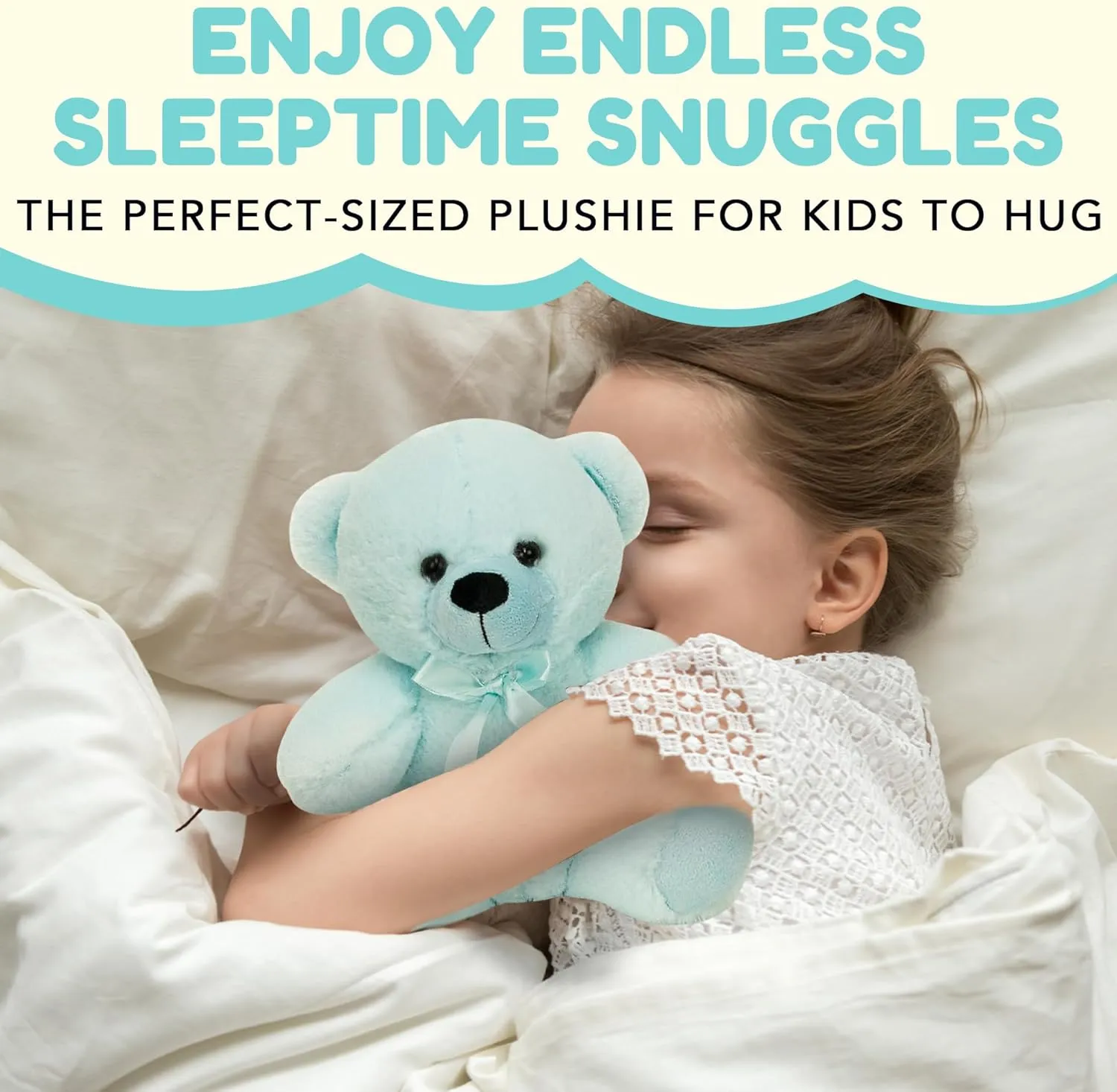 Grandma Smiley's Plush Best Friends Super Color Baby Blue Teddy Bear Stuffed Animal, 9-inch Hypoallergenic Small Teddy Bears for Christmas, Newborn Baby Shower, Girlfriend, Boyfriend, Graduation