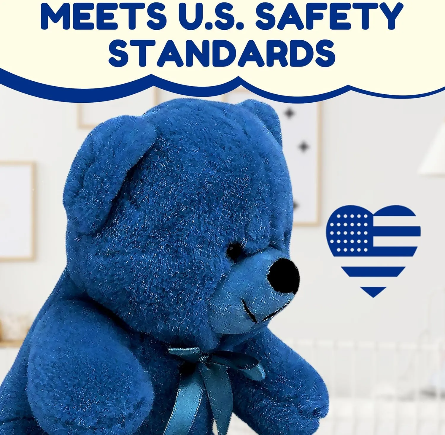 Grandma Smiley's Plush Best Friends Super Color Blue Teddy Bear Stuffed Animal, 9-inch Hypoallergenic Small for Christmas, Newborn Baby Shower, Girlfriend, Boyfriend, Graduation