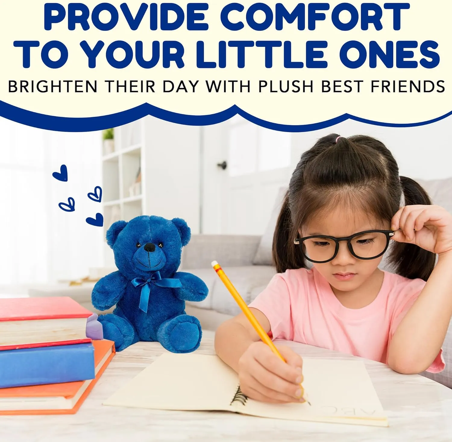 Grandma Smiley's Plush Best Friends Super Color Blue Teddy Bear Stuffed Animal, 9-inch Hypoallergenic Small for Christmas, Newborn Baby Shower, Girlfriend, Boyfriend, Graduation