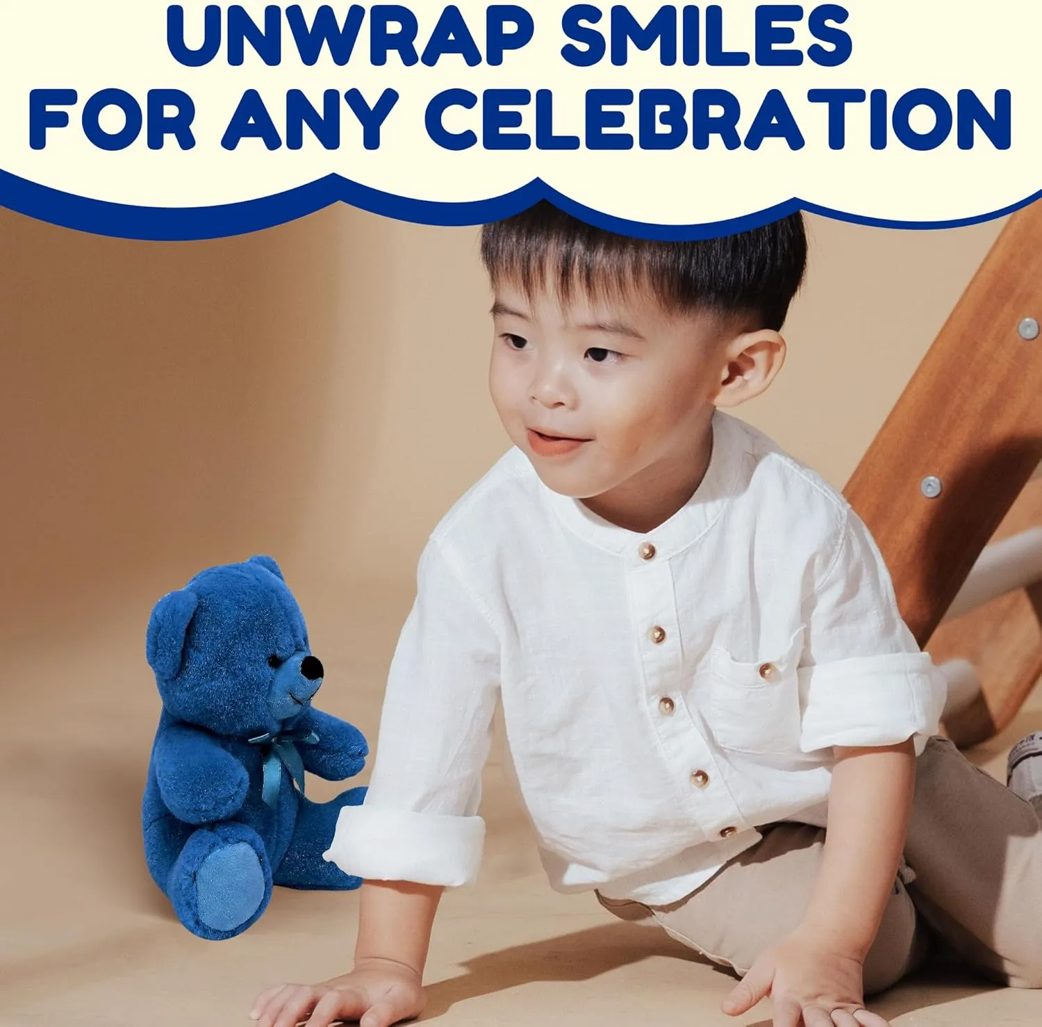 Grandma Smiley's Plush Best Friends Super Color Blue Teddy Bear Stuffed Animal, 9-inch Hypoallergenic Small for Christmas, Newborn Baby Shower, Girlfriend, Boyfriend, Graduation
