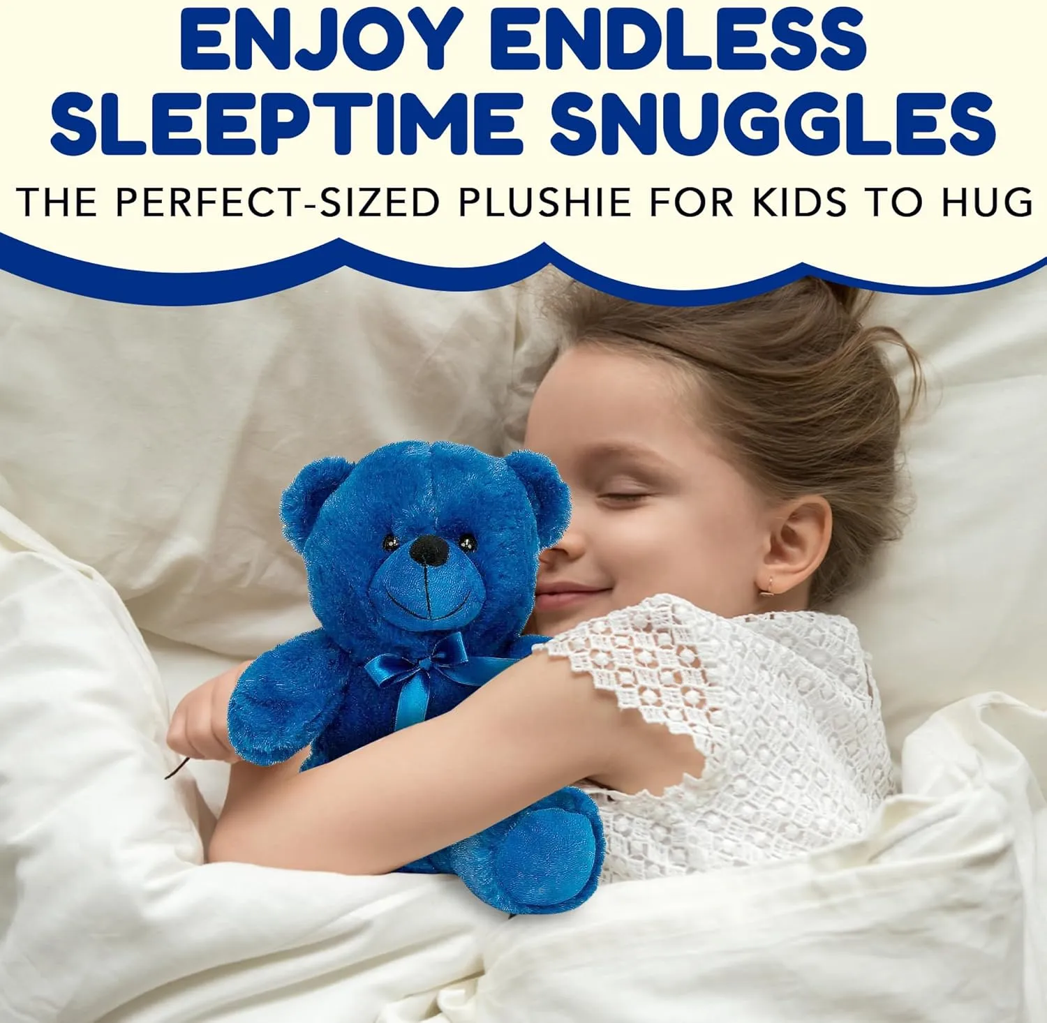 Grandma Smiley's Plush Best Friends Super Color Blue Teddy Bear Stuffed Animal, 9-inch Hypoallergenic Small for Christmas, Newborn Baby Shower, Girlfriend, Boyfriend, Graduation