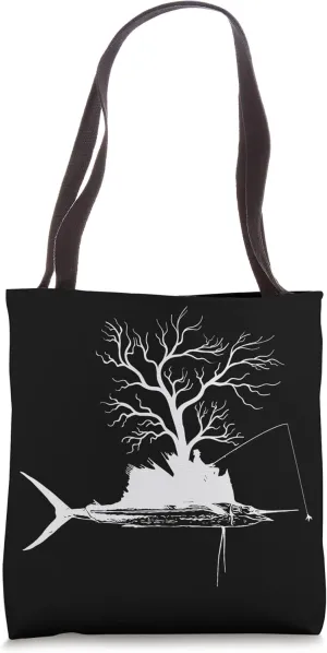 Graphic Tree Fishing Rod - Fish Sailfish Tote Bag