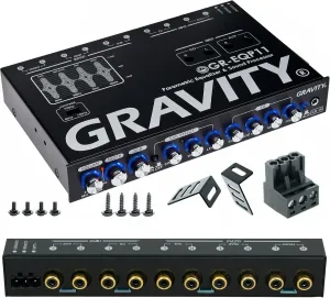 Gravity GR-EQP11 Digital Bass Machine 1/2 Din 9V 4-Way Car Parametric Equalizer w/Front, Rear   Sub Output and Night Illumination