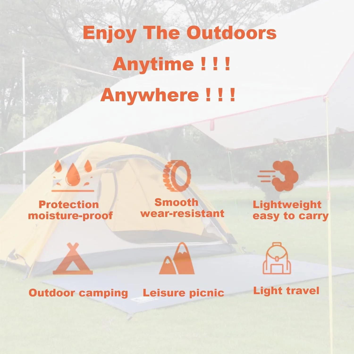 Green,Medium,N/A Waterproof Camping Tarp, 210D Oxford Cloth Outdoor Tent Ground Pad, Lightweight Multifunctional Tent Footprint with Drawstring Bag, Picnic Land Seats for Beach, Car,Camping,Adventure