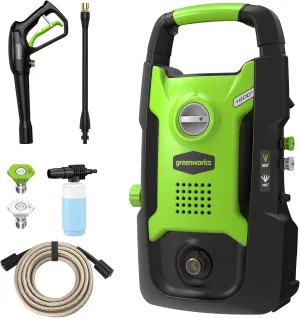 Greenworks Compact Electric Pressure Washer (CSA Certified, Lightweight, 20 FT Tangle-Free Hose, 35 FT Power Cord) Great For Cars, Fences, Patios, Driveways, Decks and Patios