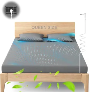 Grounding Sheets Queen Size, 95% Organic Cotton   5% Silver Fiber, Fitted Earth Sheets with Grounding Cord, Earth Grounding Well Bed Sheets for Healthy Sleep Therapy (Gray, 60"x 80"x 15")