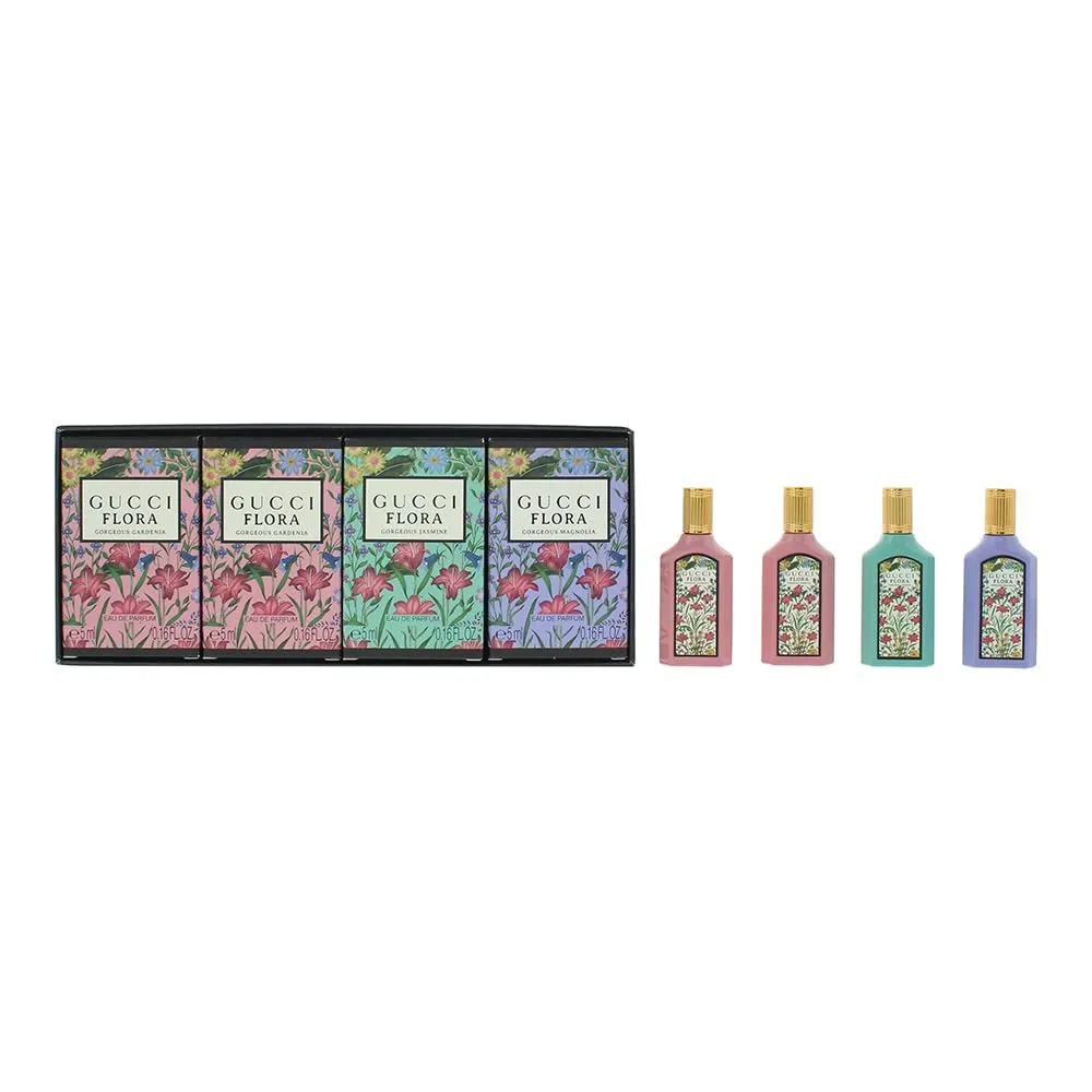 Gucci Flora Perfume for Women Variety Gift Set Mini Splashes 4 X 0.16 Fl oz