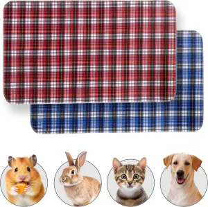 Guinea Pig Cage Liner - Pack of 2 Washable Pee Pads for Dogs, Smooth Fleece Guinea Pig Bedding for Cage & Crates, Reusable & Waterproof Puppy Pee Pads - 36x24 Inches, Plaid