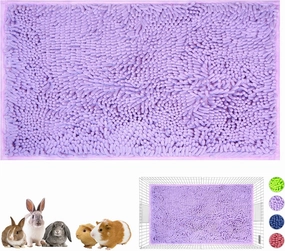 Guinea Pig Cage Liner Bedding 47x24, Washable Guinea Pig Bed Mat, Extra Absorbent Rabbit Pee Pad Reusable, Non-Slip Fleece Blanket for Bunny and Small Animal Cage Accessories (Purple, 47"x24")