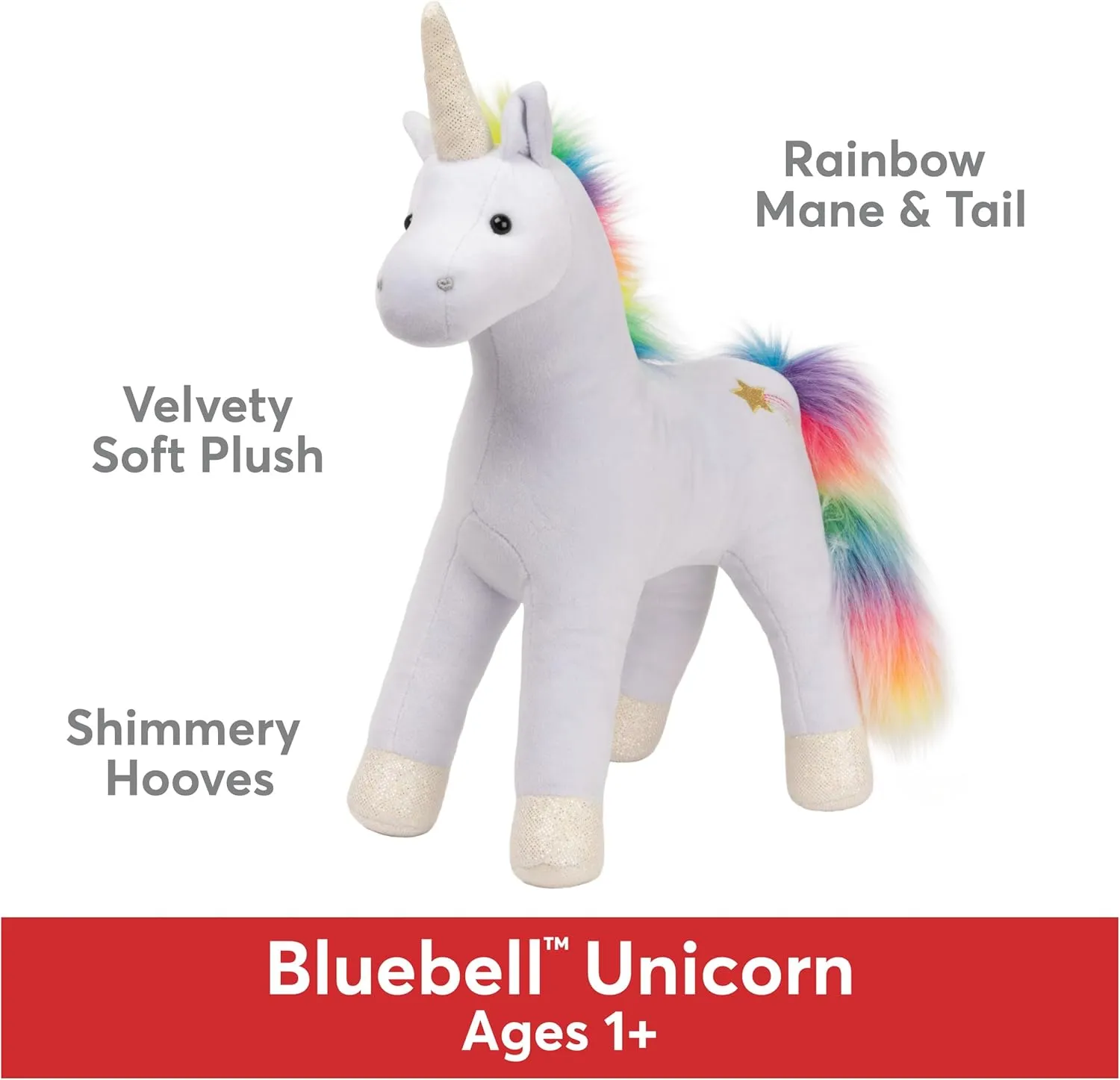 GUND Bluebell Rainbow Unicorn Stuffed Animal, Plush Unicorn for Ages 1 and Up, Blue, 15”