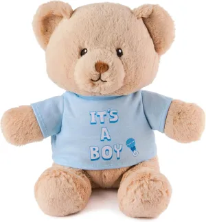 GUND “It's a Boy” Sustainable Message Bear with Blue T-Shirt, Teddy Bear Made from 100% Recycled Materials for Ages 1 and Up, Tan, 12”