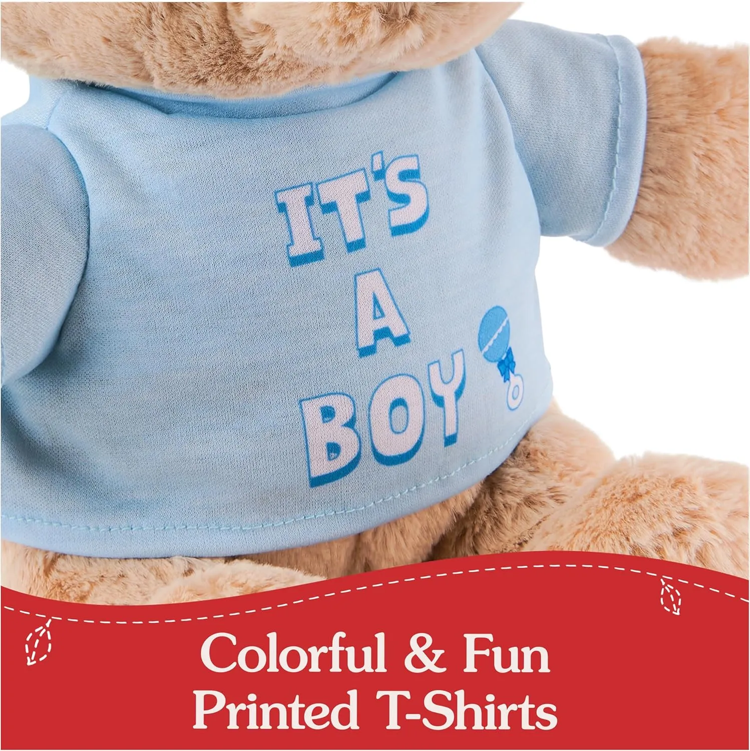 GUND “It's a Boy” Sustainable Message Bear with Blue T-Shirt, Teddy Bear Made from 100% Recycled Materials for Ages 1 and Up, Tan, 12”