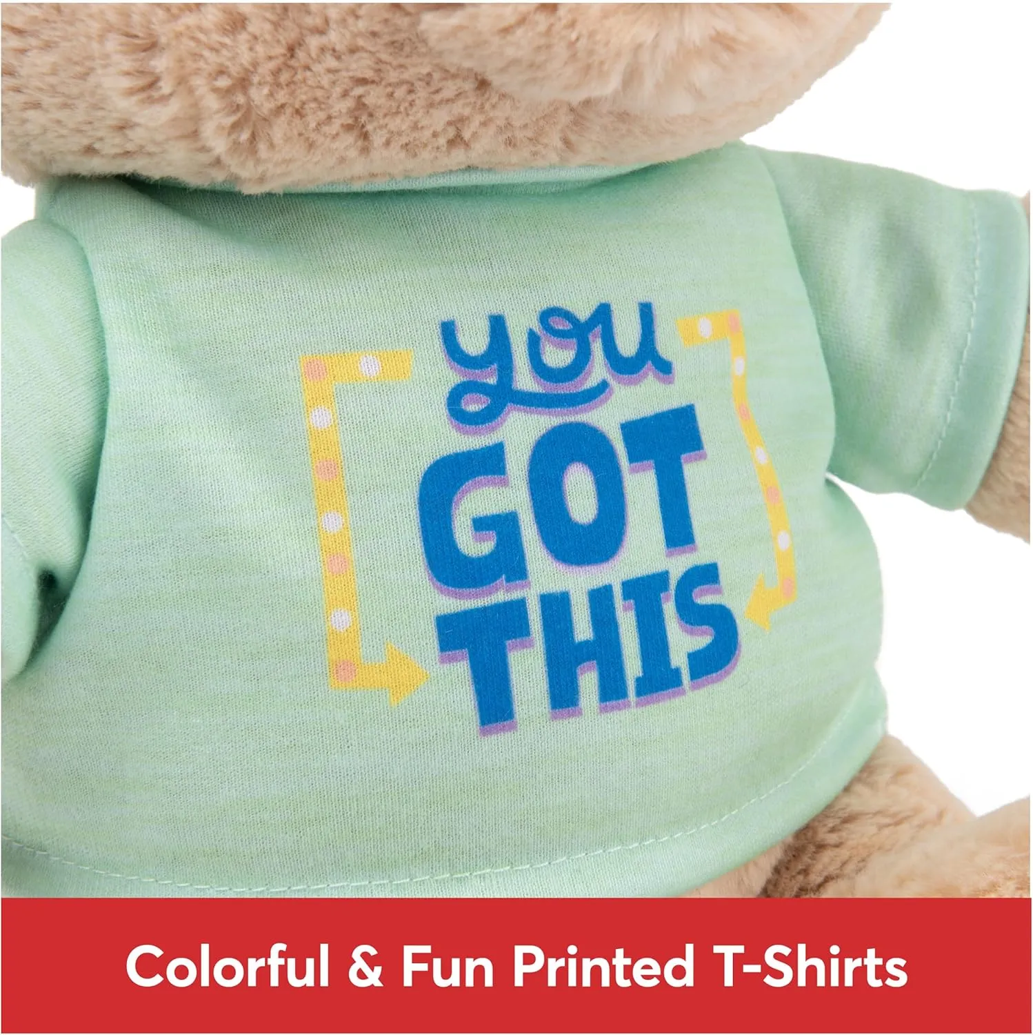 GUND “You Got This” Sustainable Message Bear with Green T-Shirt, Teddy Bear Made from 100% Recycled Materials for Ages 1 and Up, Tan, 12”