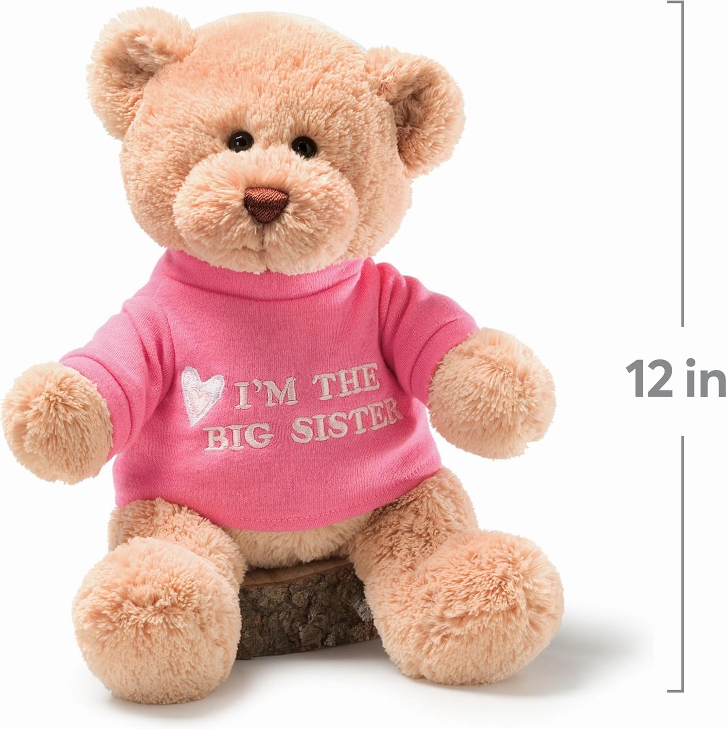 GUND “I’m The Big Sister” Message Bear with Pink T-Shirt, Teddy Bear Stuffed Animal for Ages 1 and Up, Brown, 12”