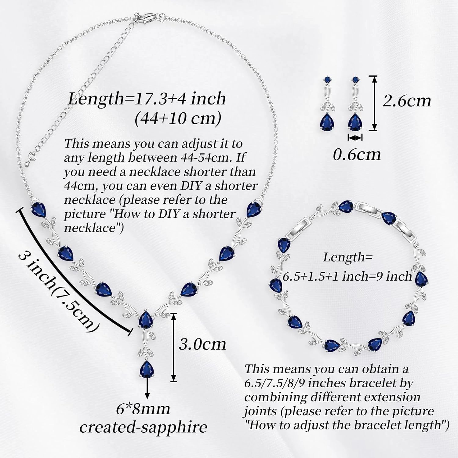 GZWHD Wedding Jewelry Sets for Bride Bridesmaid Women Cubic Zirconia Necklace Earrings Bracelet Set Gift for Mother Friend Wife Daughter Sister Party Prom Jewelry