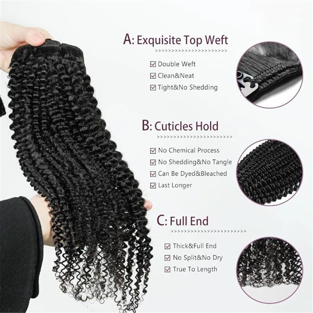 Hair Extensions Deep Wave Clip In Human Hair Extensions 8Pcs 120g 12-26 Inch Full Head Brazilian Remy Hair Extensions Clip in Curly Hair Extension for Women Hair Pieces(14 Inch)