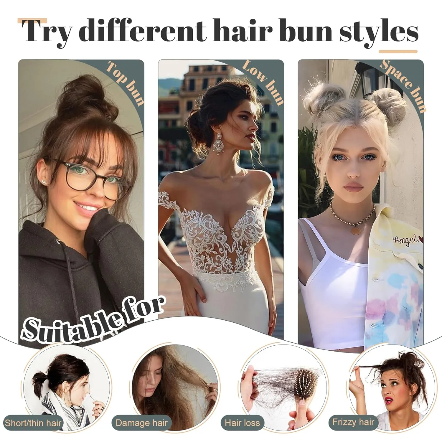 Hairro 2PCS Messy Bun Hair Piece Human Hair Scrunchies Updo Hairpieces For Women Remy Donot Elegant Chignon with Stretchy Elastic Rubber Band 46g #06 Light Brown
