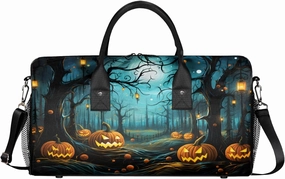 Halloween Travel Duffle Bag for Women Men Foldable Waterproof Weekender Bag Carry on Tote for Overnight Sports Gym Pumpkin