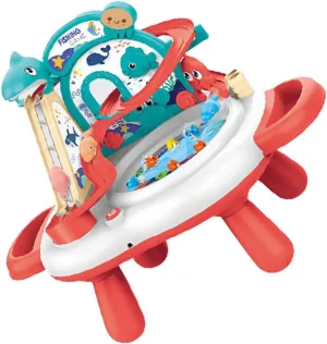 HANABASS 1Set Fishing Playset for Upgraded Sliding Fishing Game with Musical Sounds Educational Water Play Activity Two Fishing Rods Included Battery Fun