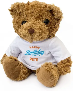 Happy Birthday PETE - Adorable Lovely Soft Brown Teddy Bear - Gift Present