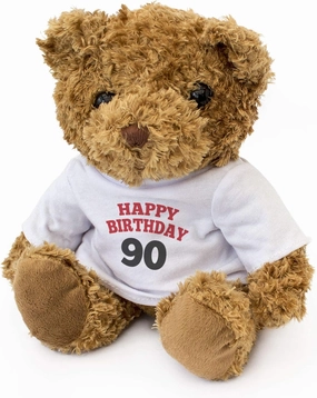 Happy Birthday 90 - Adorable Lovely Soft Brown Teddy Bear - Gift Present