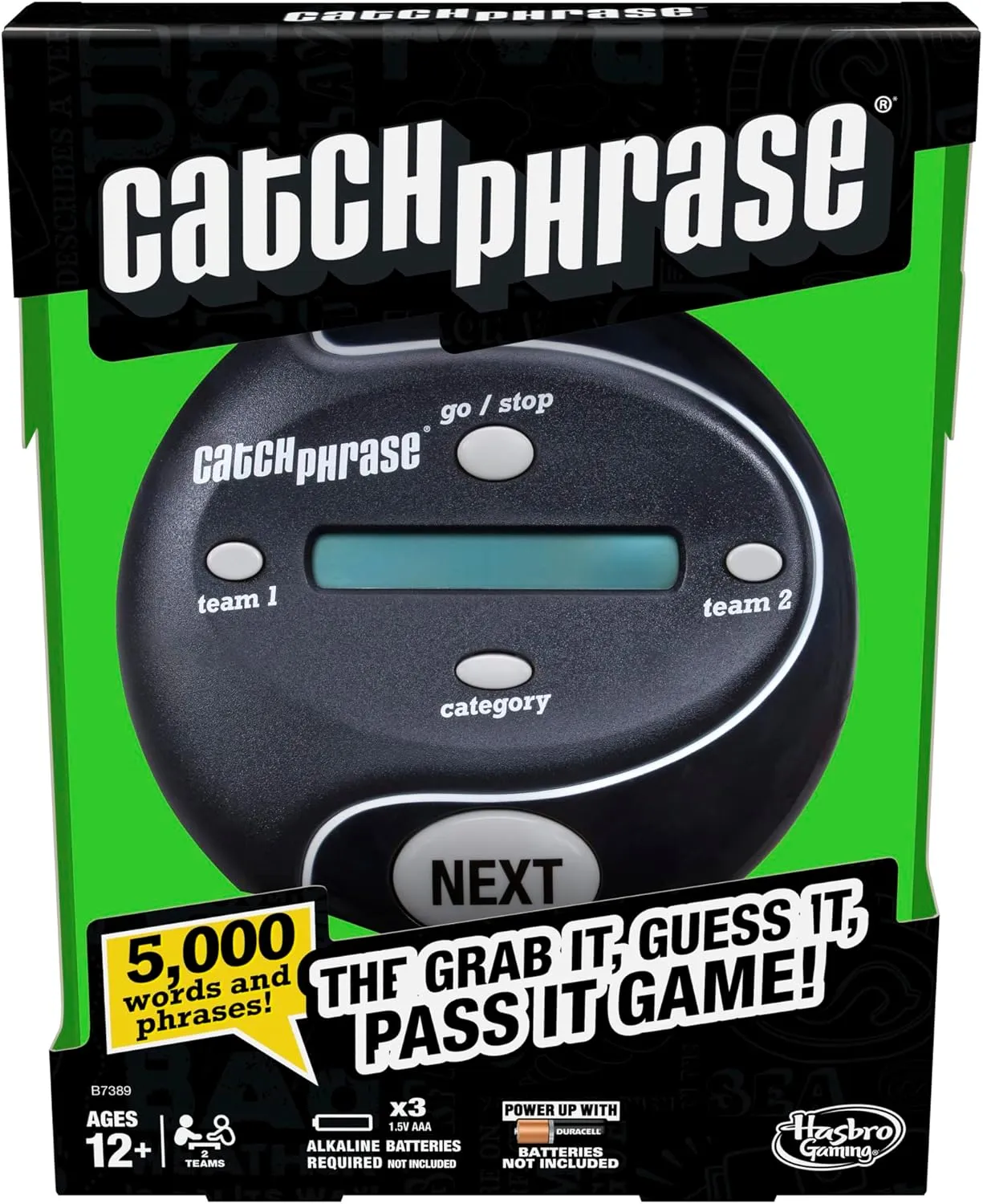 Hasbro Gaming Catch Phrase Electronic Game | Fun Active Handheld Party Games for Adults, Teens, and Kids | Ages 12  | 4 or More Players, 2 Teams | Portable Family Travel Games (Amazon Exclusive)