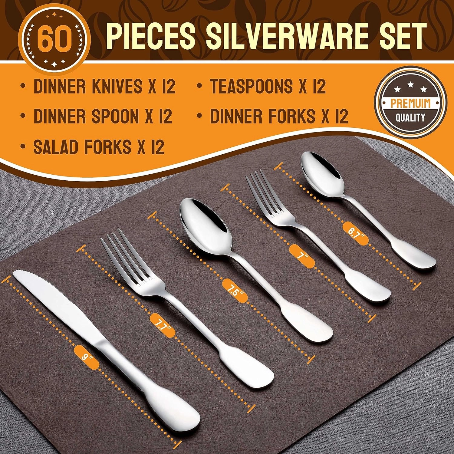 HaWare 18/10 Stainless Steel Flatware, 60-Piece Silverware Set for 12, Premium Cutlery Set for Home Restaurant, Include Knife Fork Spoon, Ergonomic Design Eating Utensils Tableware, Dishwasher Safe