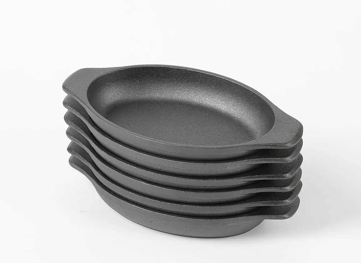 HAWOK Cast Iron Oval Mini Server 12oz Set of 6……