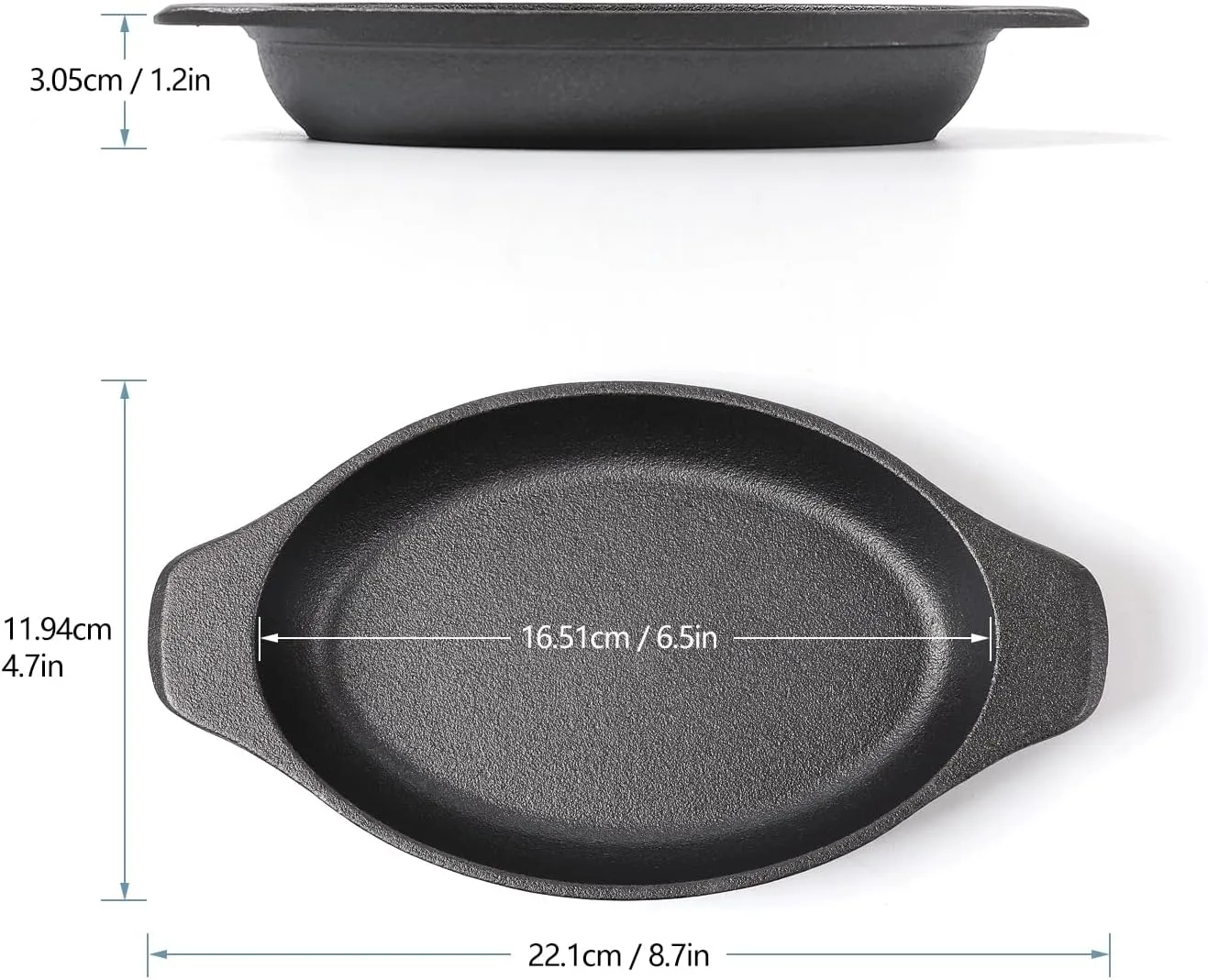 HAWOK Cast Iron Oval Mini Server 12oz Set of 6……