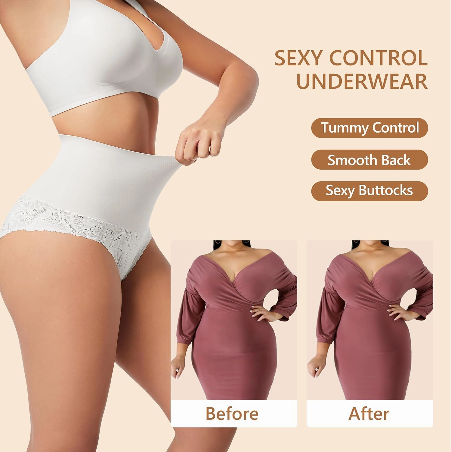 HBselect Tummy Control Shapewear for Women Lace Seamless Panties-Body Shaping Briefs Sexy Underwear Girdle Panty for Women