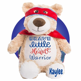 Heart Warrior Gifts for After Heart Surgery - Personalized Get Well Surgery Teddy Bear - Open Heart Surgery Gifts - 17" Superhero Bear - Gifts for Open Heart Surgery - CHD Awareness Gifts for Kids
