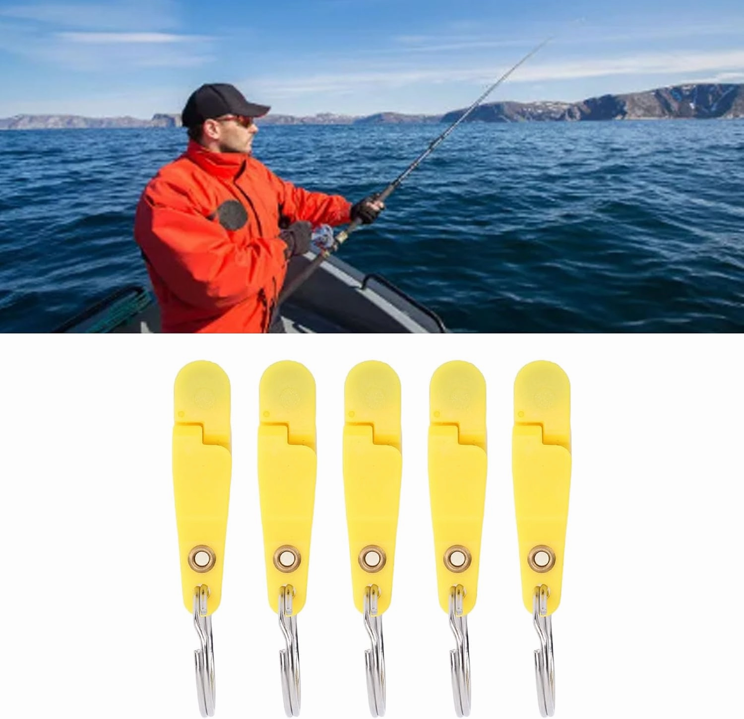Heavy Tension Snap Release Fishing Clips,10 Pieces Heavy Tension Snap Release Clips Padded Release Clips Trolling Clips with Key Ring,for Planer Board Offshore Kites Fishing