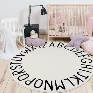 HEBE Kids Play Rug 4ft ABC Alphabet Numbers Shapes Educational Kid Area Rug Washable Baby Crawling Mat Non Slip Kid Play Mat Carpet for Girl Boy Bedroom Playroom