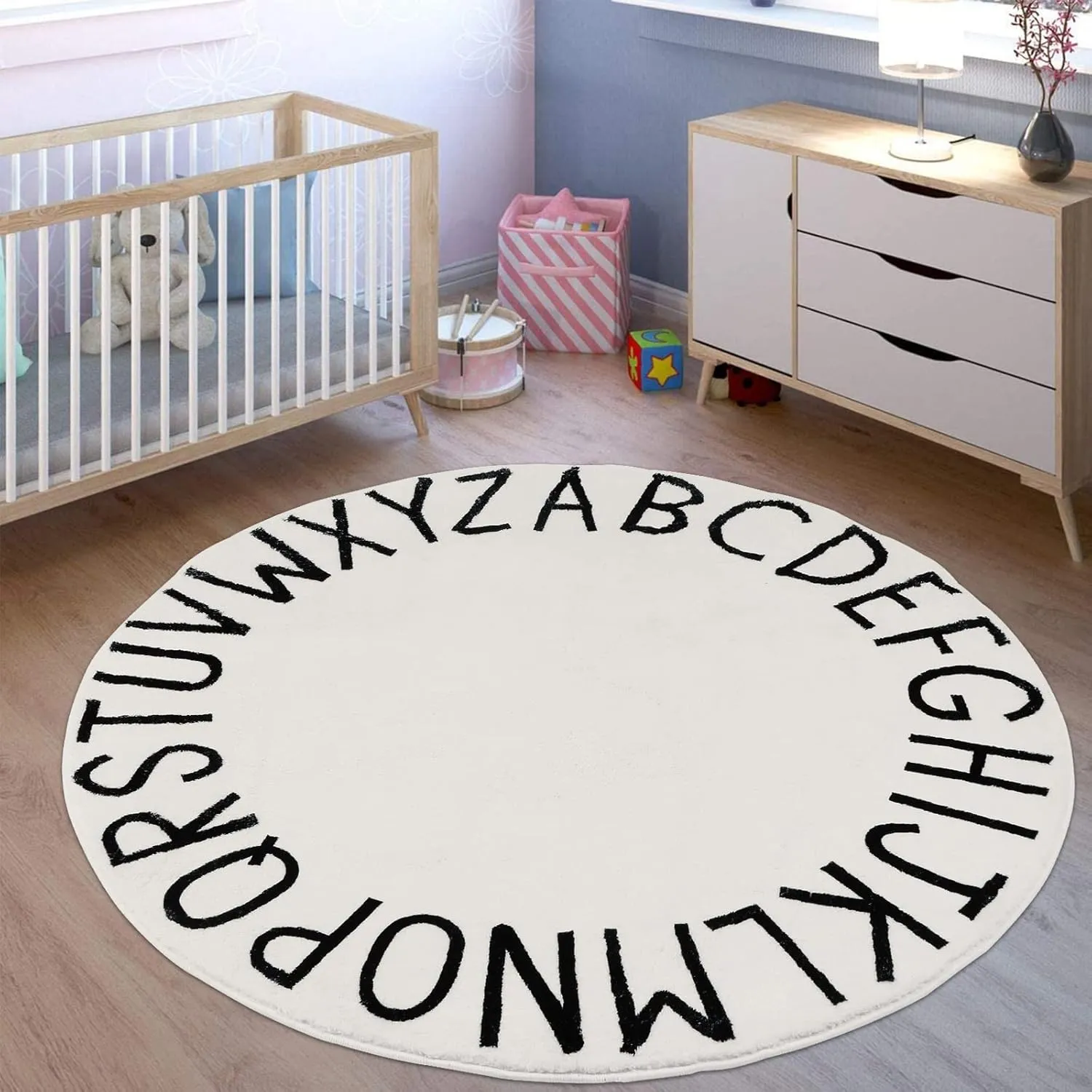 HEBE Kids Play Rug 4ft ABC Alphabet Numbers Shapes Educational Kid Area Rug Washable Baby Crawling Mat Non Slip Kid Play Mat Carpet for Girl Boy Bedroom Playroom