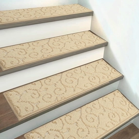 HEBE Carpet Stair Treads Non Slip 15 PCS 8" X 30" Edging Stair Runner for Wooden Steps Indoor Self Adhesive Stair Rugs Runners Reusable Staircase Step Treads Mat for Kids,Elders,Pets