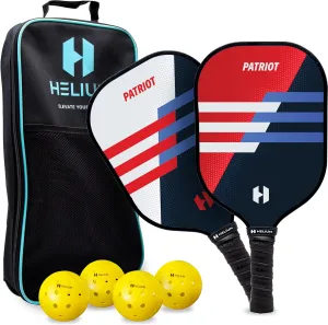 Helium Pickleball Paddle Set of 2 - USAPA Certified - Graphite Fiberglass Surface, Lightweight Honeycomb Core