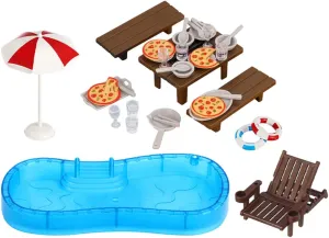 HEMOTON 2Sets Miniature Dollhouse Pool Accessory Set Stylish Swimming Pool Kit for Dollhouse Includes Lounge Chair Poolside Furniture for Miniature Playtime Fun