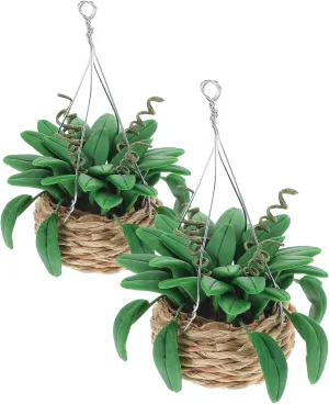 HEMOTON Miniature Bonsai Plant for Dollhouse 2pcs Realistic Greenery Plant Pots 1:12 Scale for Fairy Garden Indoor/Outdoor Decor