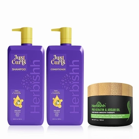 Herbishh Argan Hair Mask-Deep Conditioning & Hydration For Healthier Looking Hair 150 ml   Curly Hair Shampoo And Conditioner Set