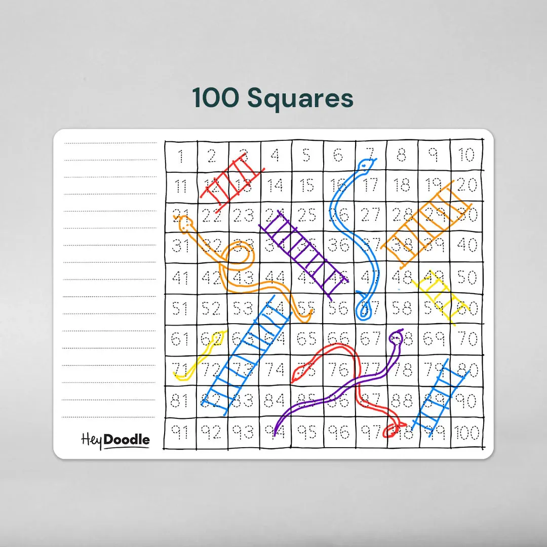Hey Doodle | Large Colouring & Doodle Playmat - 100 Squares