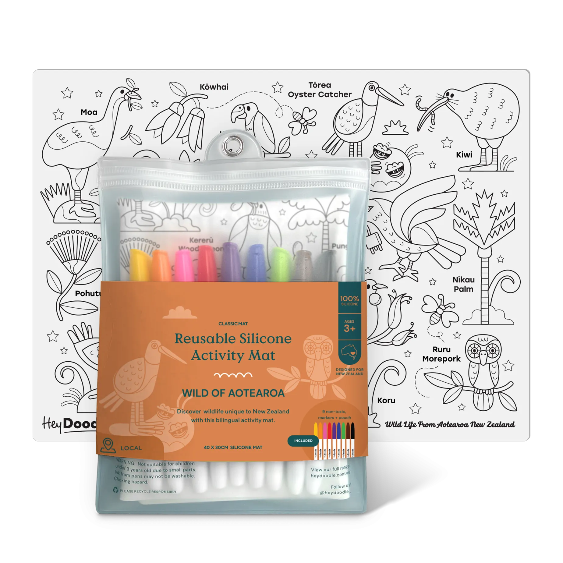 Hey Doodle | Large Colouring & Doodle Playmat - Wild of Aotearoa