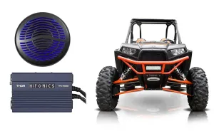 Hifonics TPS-A500.1 500w Mono Marine Sub Amplifier Compatible with Polaris RZR/ATV/UTV/Cart Bundle with RockvilIe MS12LB 12" 2800 Watt Black Marine/Boat 12" Free Air Subwoofer w/LED's