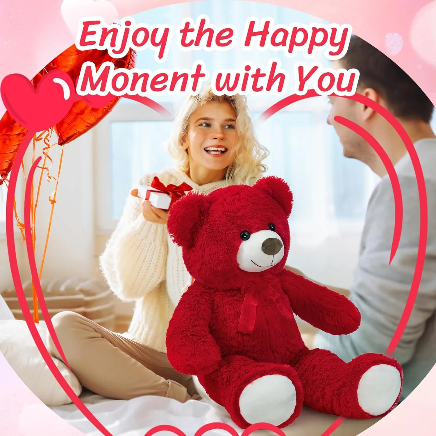 HollyHOME Big Teddy Bear Large Teddy Bear Stuffed Animal Birthday Valentines Day Plush for Kids and Girlfriend 36 inch Red