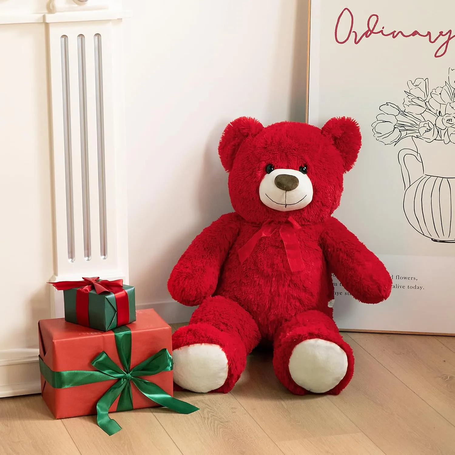 HollyHOME Big Teddy Bear Large Teddy Bear Stuffed Animal Birthday Valentines Day Plush for Kids and Girlfriend 36 inch Red