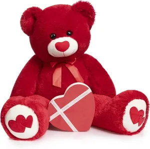 HollyHOME Big Teddy Bear Stuffed Animal Large Bear Plush with Red Heart for Girlfriend and Kids 36 inch Red