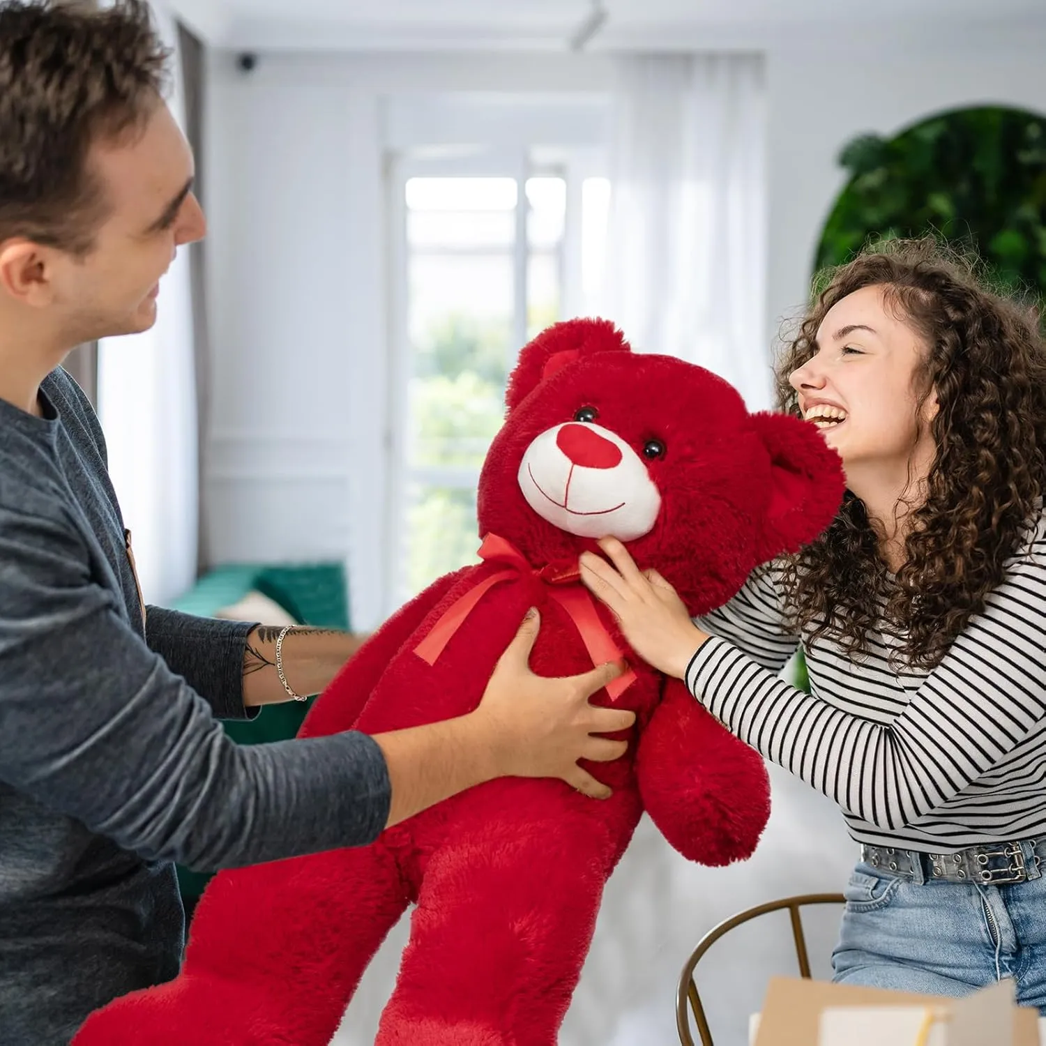 HollyHOME Big Teddy Bear Stuffed Animal Large Bear Plush with Red Heart for Girlfriend and Kids 36 inch Red